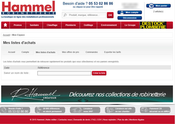 Créez votre liste d'achats à partir de cette page.
