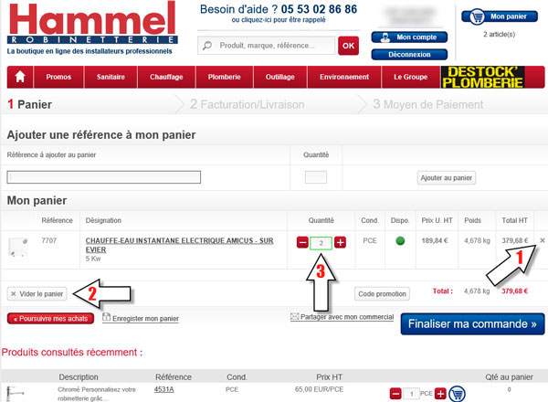 Modifiez simplement le contenu et les quantités de votre panier.