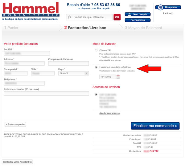 Programmez vos livraisons de commande.